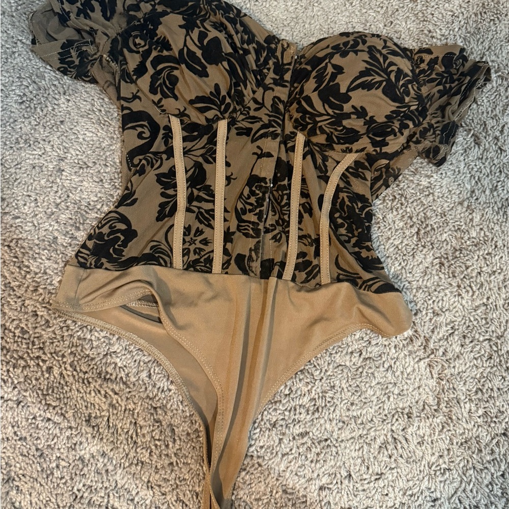 Windsor Black and Tan Floral Bodysuit